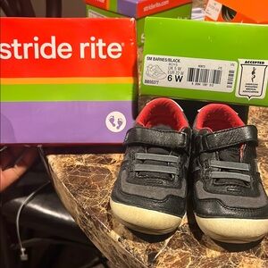 Stride Rite Black and Red Sneakers with Velcro Straps